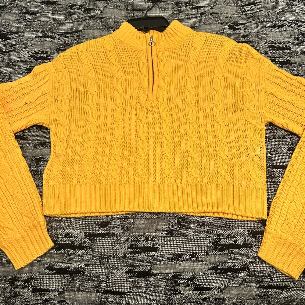 Yellow Cable Knit Sweater